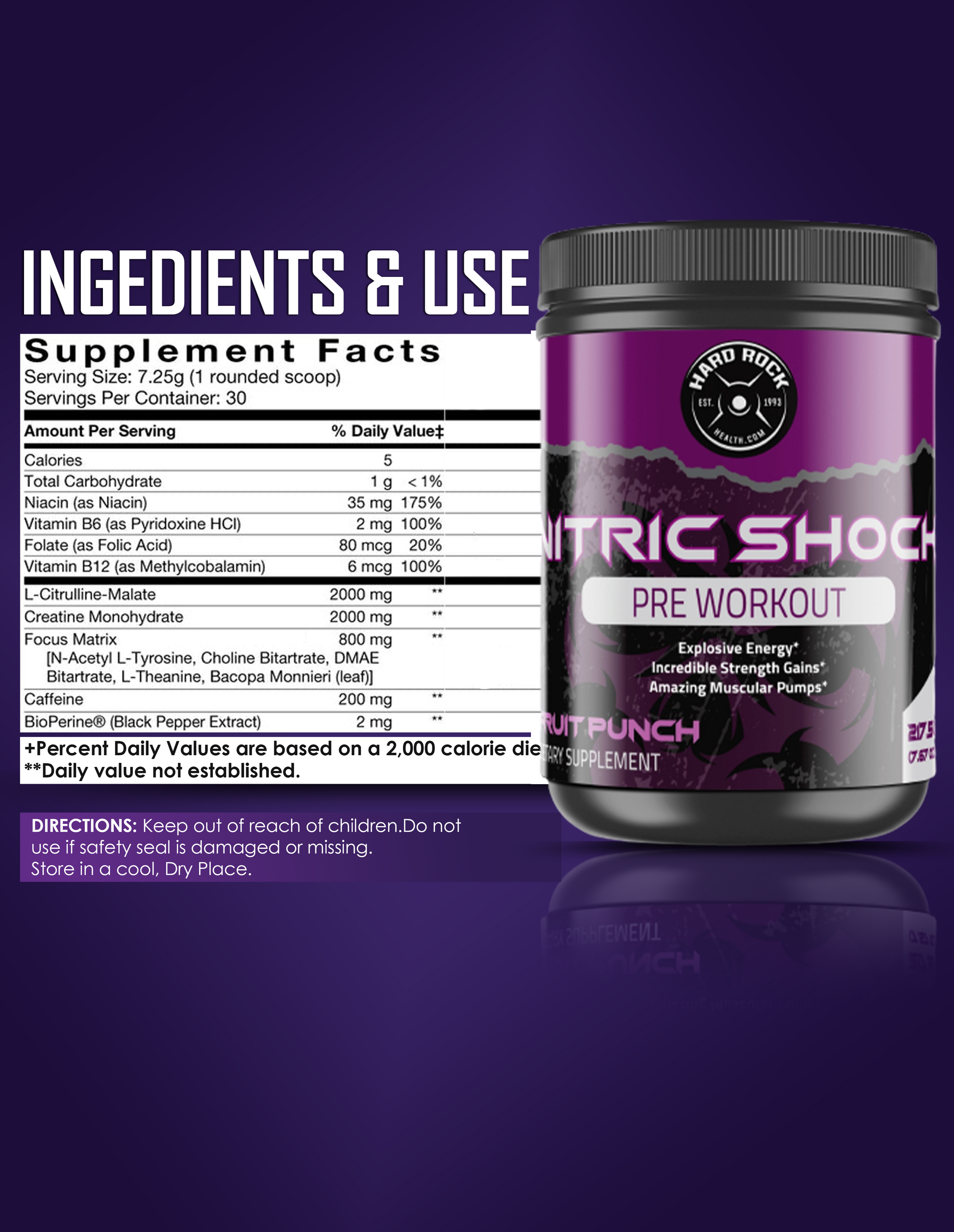 Nitric Shock Pre Workout- Fruit Punch Flavor-2